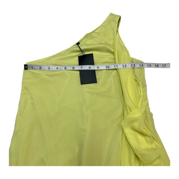 Halston Evening Womens 6 Vivian One Shoulder Sheer Jersey Drape Gown Yellow - Picture 6 of 10